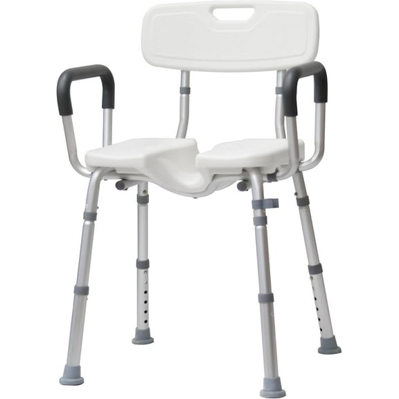 Shower Chair for Inside Shower with Arms and Back, Anti-Slip Design Shower Seat, Shower Chair for Elderly and Disabled with Groove for Private Cleaning, Adjustable Height
