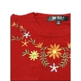 thumbnail image 2 of Red Short Sleeve Knit Top - with Embroidered Flowers - S to L, 2 of 3