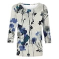 thumbnail image 5 of ESSSUT T-Shirt Imprimé à Manches 3/4 Col Rond Manches Courtes pour Femmes Tops Clair Bleu XXXL, 5 of 5