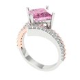 thumbnail image 2 of 2.3075 ct Princess Cut Simulated Pink Diamond Solitaire with Simulated Diamond Accents 18K White/Rose Gold Womens Engagement Ring, 2 of 5