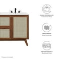 thumbnail image 2 of Double Sink Vanity Cabinet, Walnut White, Wood, Hotel Bedroom Bathroom, Modern Contemporary HB36317, 2 of 15