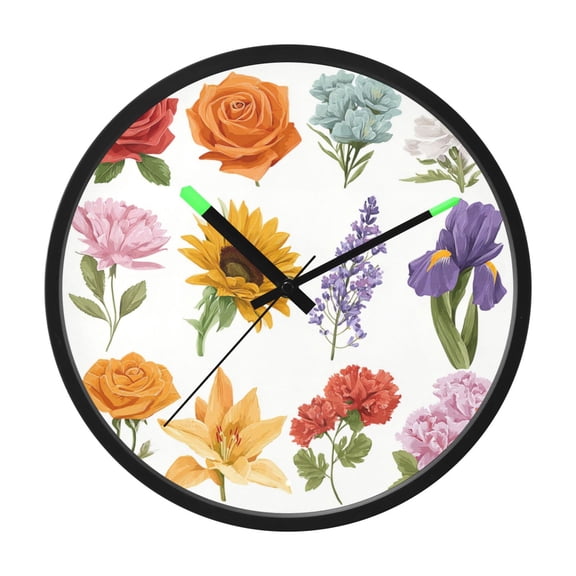 Indoor 12' Voice-Activated Luminous Decoration Wall Clock With LED Night Light A Simple Design and Flat Colors