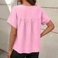 thumbnail image 5 of Linen Tops Women's Linen Short Sleeve Button-Down Top - Round Neck Summer Tunic Loose Casual Blouse, 5 of 8