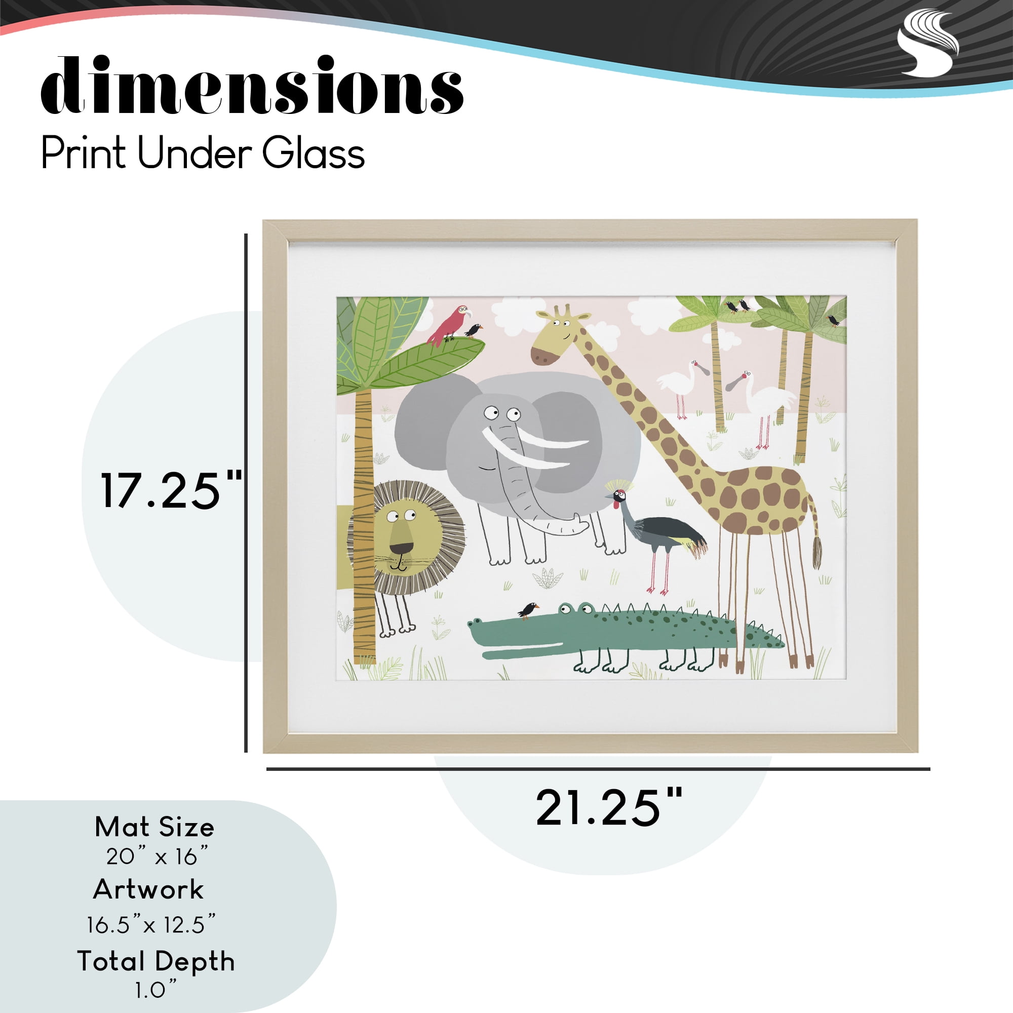 Stupell Industries Safari Animals Out and About Birch Framed Print Under Glass, design by Carla Daly