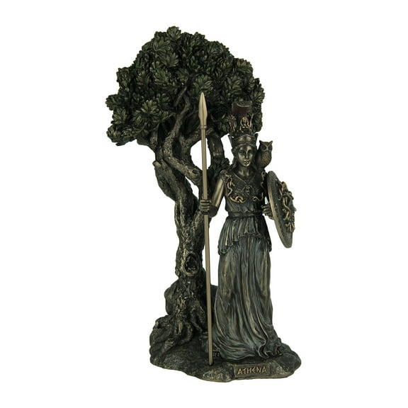 Veronese Design Resin Statues Greek Goddess Athena Under Olive Tree Bronze Finish Statue 5.25 X 9.5 X 4.5 Inches Bronze