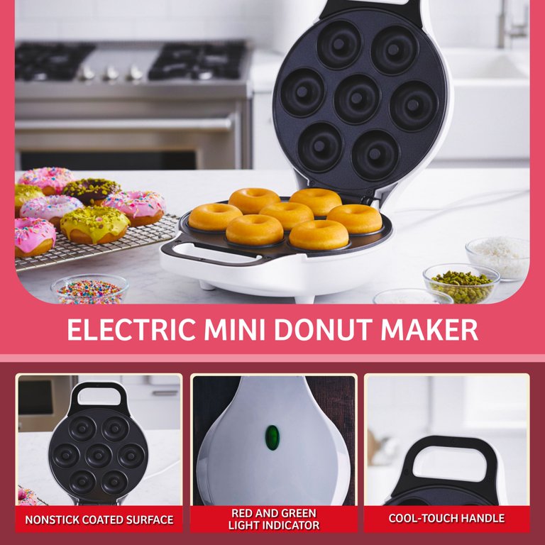 Chef Buddy Non-Stick Mini Donut Maker Machine, White photo 8