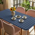 thumbnail image 3 of Navy Blue Geometric Table Cloths for 4 Foot Rectangle Tables, Modern Pure Color Abstract Striped Patio Waterproof Elastic Fitted Tablecloths, Washable Rectangular Table Cover for Camping, 3 of 8