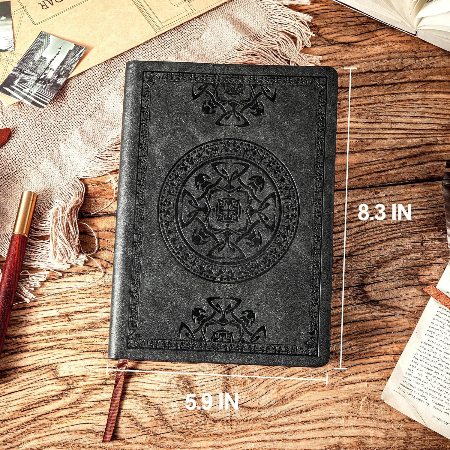 2 Pack Leather Vintage Journal for Men Soft Cover Lined Pages Notebook 180 Lay Flat for Writing Travel Diary, 5.7'' x 8.3'', Black, Dark Brown