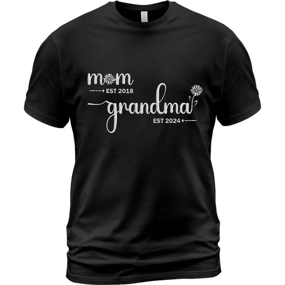 Lotusprinthandmade Personalized Mom Est Grandma Est Black Classic Unisex T-Shirt 100% Cotton S-5XL