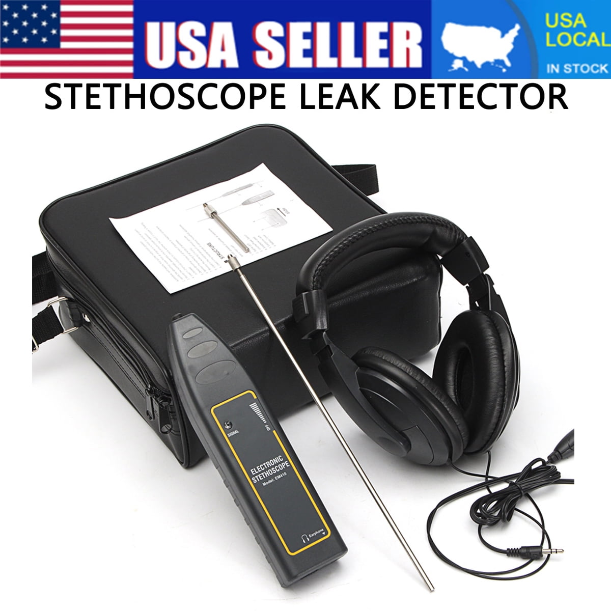 Leak Detector Water Pipe Electronic Stethoscope Earphone Detection Equipment Kit 