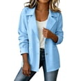 thumbnail image 3 of Women's Trench Coat Ndbuld Women's Solid-Color SpringAutumn Casual Button-Down Pocket Long-Sleeved Windbreaker Coat Light Blue S, 3 of 8