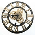 thumbnail image 3 of Horloge Murale Ronde Rétro Silencieuse Style Européen 30cm Horloge Murale Créative Chiffres Romains Silencieuse pour Décoration de Salon (Doré Sans Pile), 3 of 8