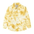 thumbnail image 7 of Boys Button Up Shirts Chest Pocket Fashion Tie-dye Long Sleeve Collared Dress Shirt for Kids Boy Girl Blouse, 2-3 Years Yellow, 7 of 7