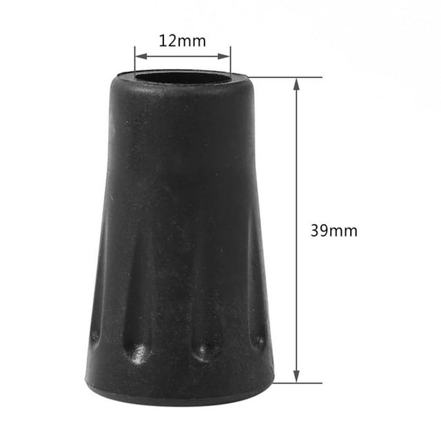 12 Protectores de Bastón para Caminar, Protector de Bastón, Puntas de Bastón de Trekking, Goma Negra, Cabeza Larga, Cubierta de Punta de Bastón, Protector de Punta, Taza PARA