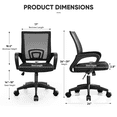 thumbnail image 2 of Monibloom 1PC Mesh Office Chair, Ergonomic Mid Back Computer Desk Chair with 2.8" Thick Seat, Lumbar Support, Black, 2 of 9