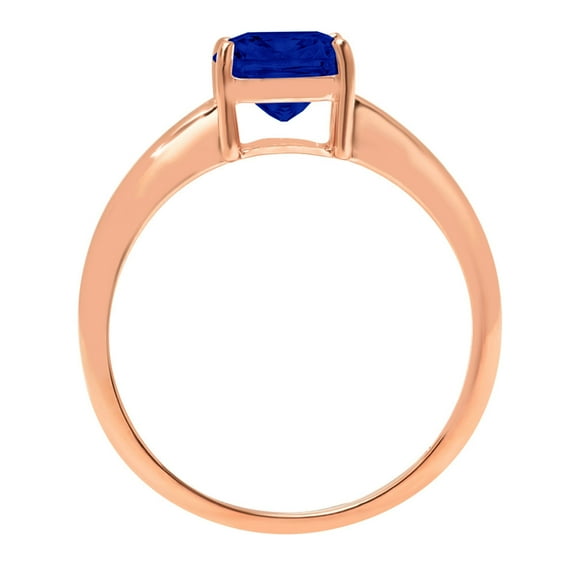 1.5 ct Cushion Cut Simulated Blue Sapphire Solitaire Engagement Ring for Women in 18K Rose Gold