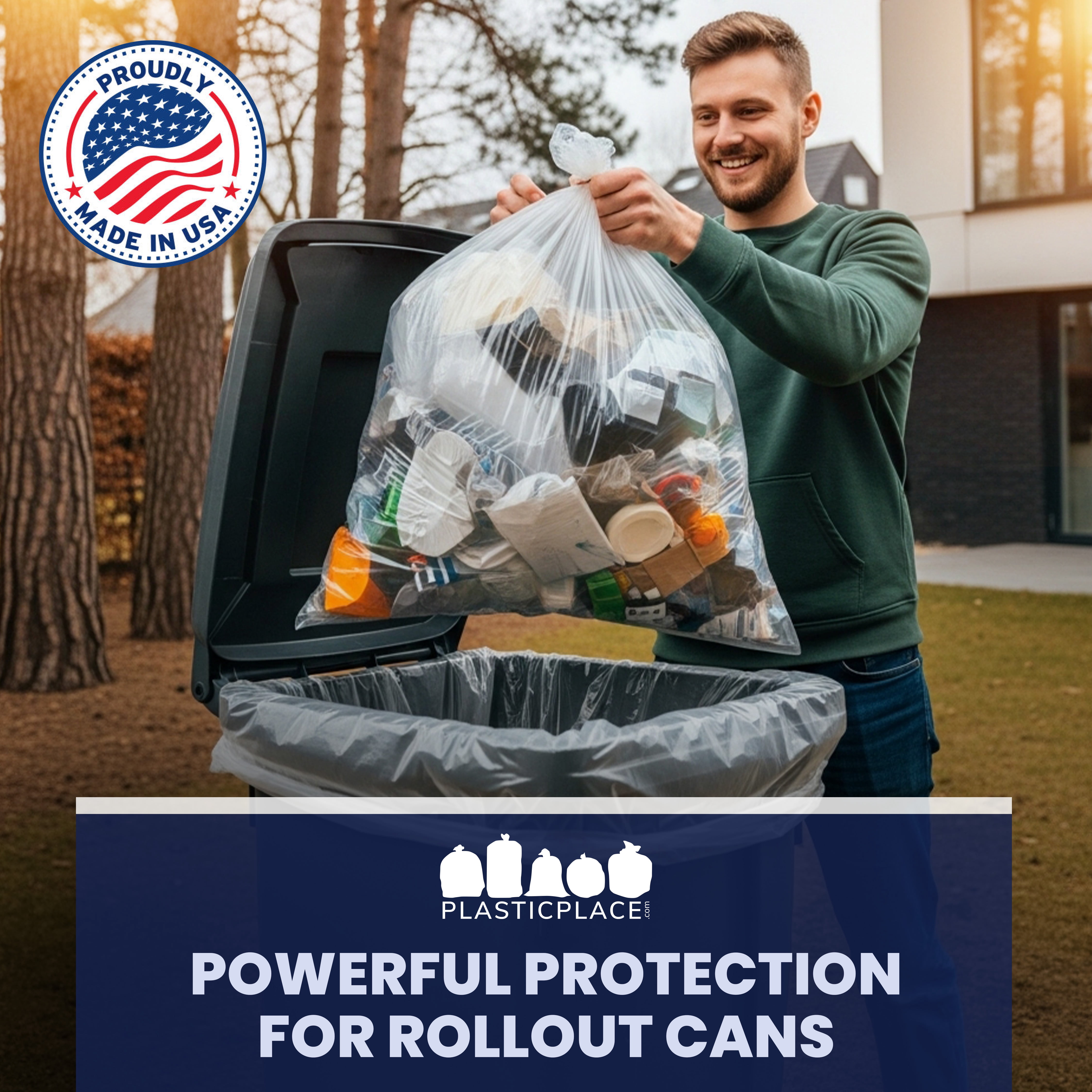 Plasticplace 95-96 Gallon Garbage Can Liners │ 2 Mil │ Clear Heavy Duty Trash Bags │ 61” X 68” (25 Count)
