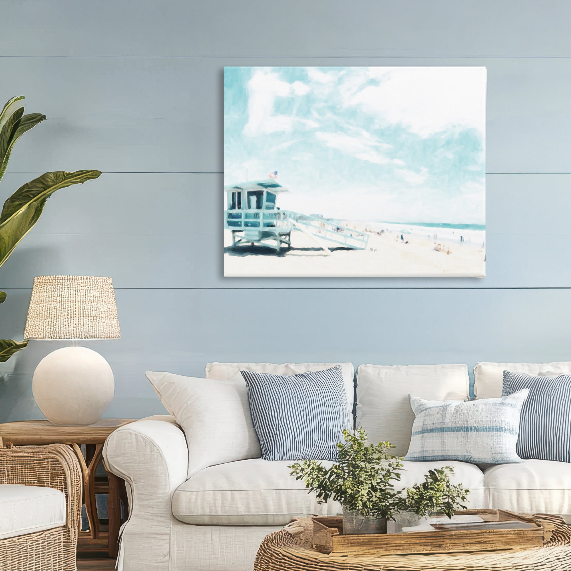 Stupell Industries Blue Beach Station Canvas Wall Art, design by Kim Curinga