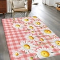 thumbnail image 3 of Spring Floral Washable Area Rugs 3'x5', Watercolor Flowers White Daisy Red Plaid Rustic Low Pile Throw Living Room Rug Non-Slip Sturdy Edge Binding Carpet for Indoor Entryway Bedside Kitchen, 3 of 9