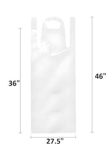 Disposable Plastic Aprons, 27.5 X 46 inches, Waterproof Bibs for Adults Cooking, Arts and Crafts, Housework, Painting & Salon (White - 100 Pack)