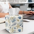thumbnail image 4 of Xoenoiee Starfish Conch Coral Print Tissue Box Holder Cover Square Tissue Cube Cover PU Leather Tissues Organizer for Bathroom, Tabletop, Kitchen, Night Stands, Office, Home, Car, 4 of 7
