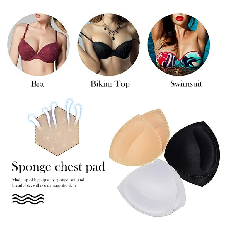 KSang Womens Push Up Bra Pads Inserts 2 Pairs Breast Enhancer Cups Add 1-2  Cup Sizes Instantly A/B