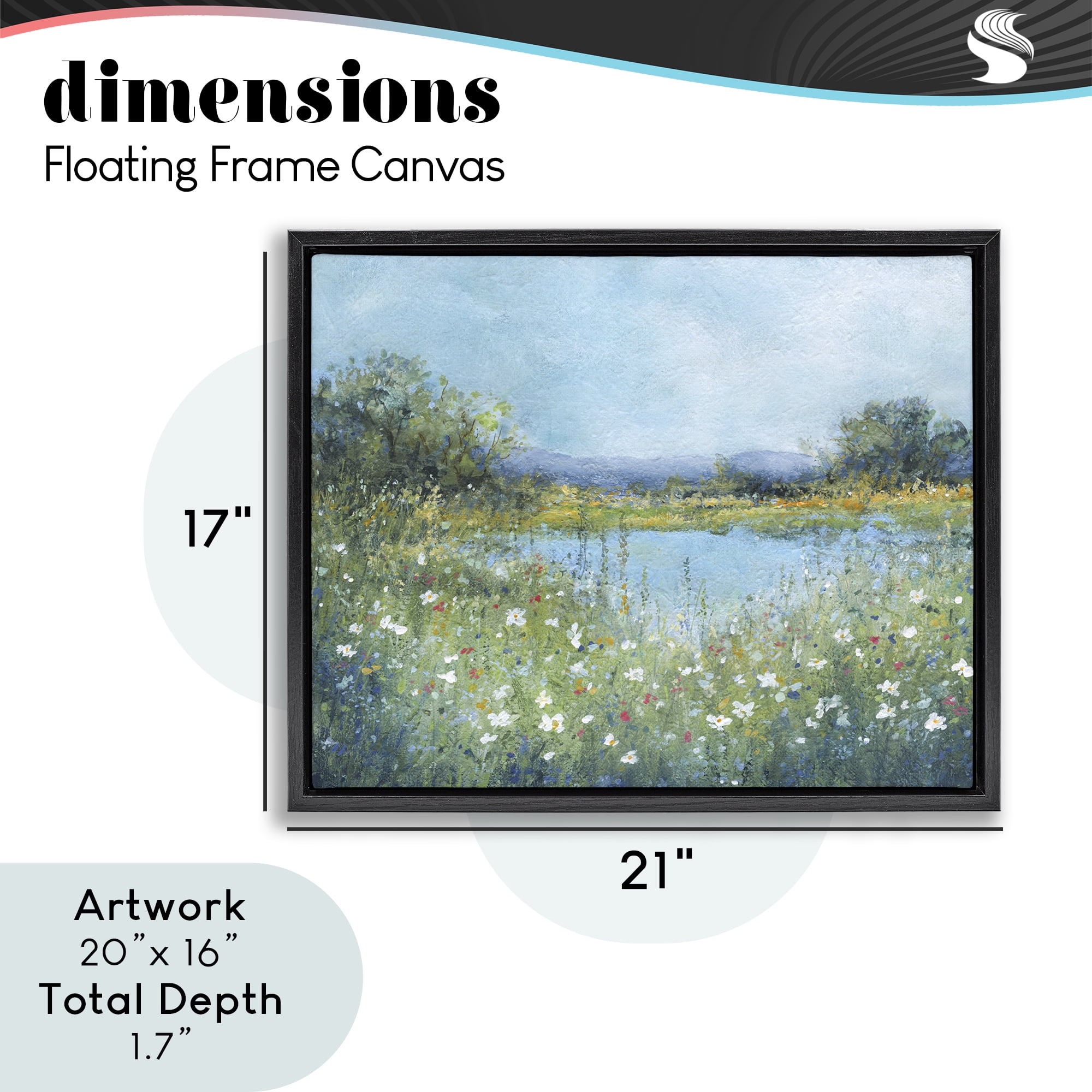 Stupell Industries Impressionist Meadow Surrounding Pond Black Framed Floater Canvas Wall Art, design by Carol Robinson