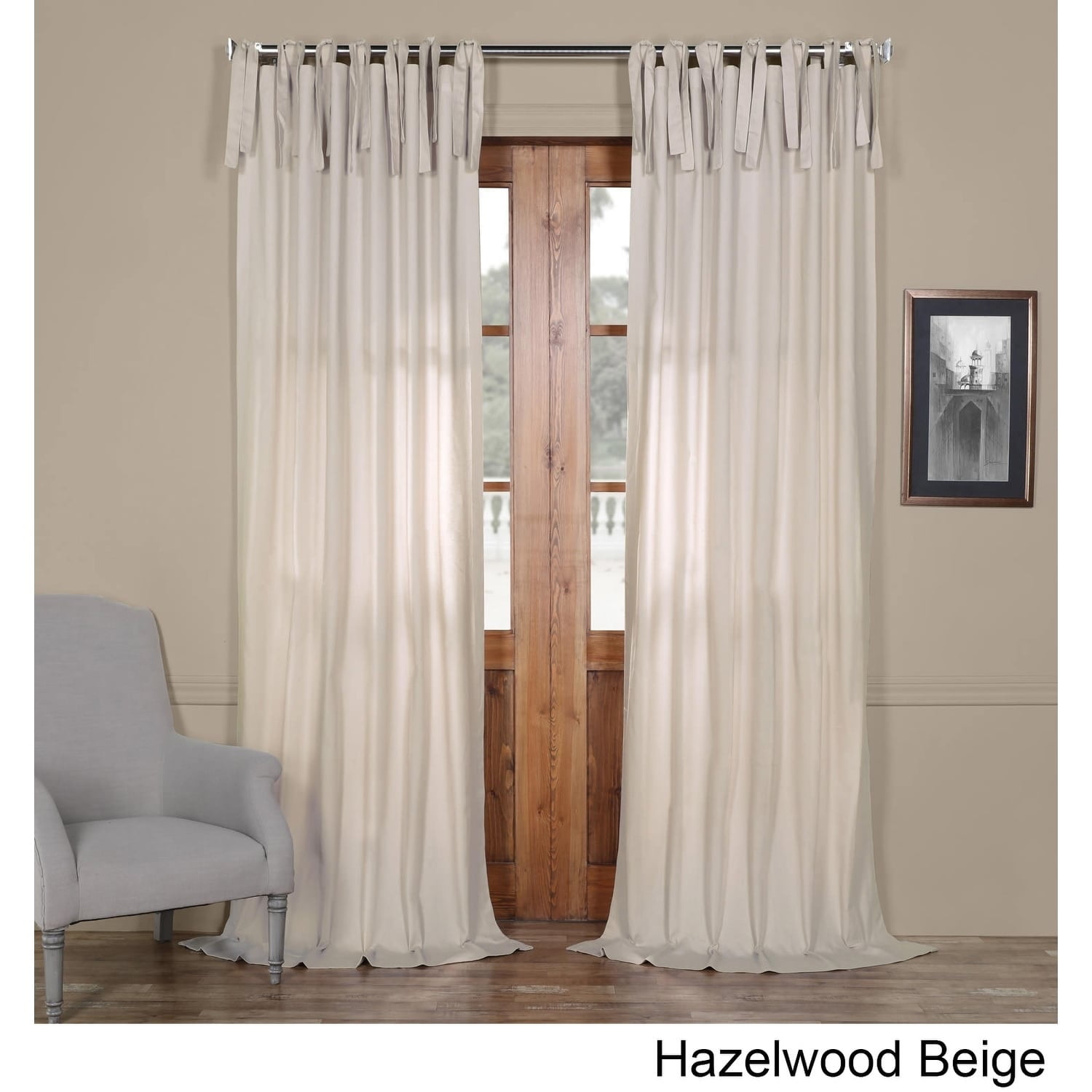 Exclusive Fabrics Solid Cotton Tietop Single Curtain Panel Walmart