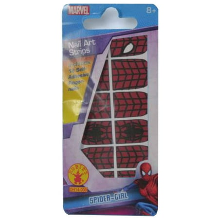 Childs Girls Spider Girl Nail Sticker Fingernail Kit Costume