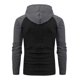thumbnail image 4 of Sudadera con capucha para hombre, informal, deportiva, con cuello alto, botones, patchwork, manga larga, sudadera tipo jersey, blusa para hombre, 4 of 7