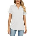 thumbnail image 6 of Wenyuyu Womens Summer Polo Shirts Casual Fashion Lapel Short Sleeve Blouses Solid Loose V Neck Tunic Tops with Pocket White S, 6 of 6