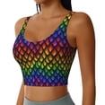 thumbnail image 2 of Goofa Dragon Scales Printed Sports Bras for Women, High Impact Running Bra Workout Crop Tank Tops Longline Sports Bra Push up-Small, 2 of 9