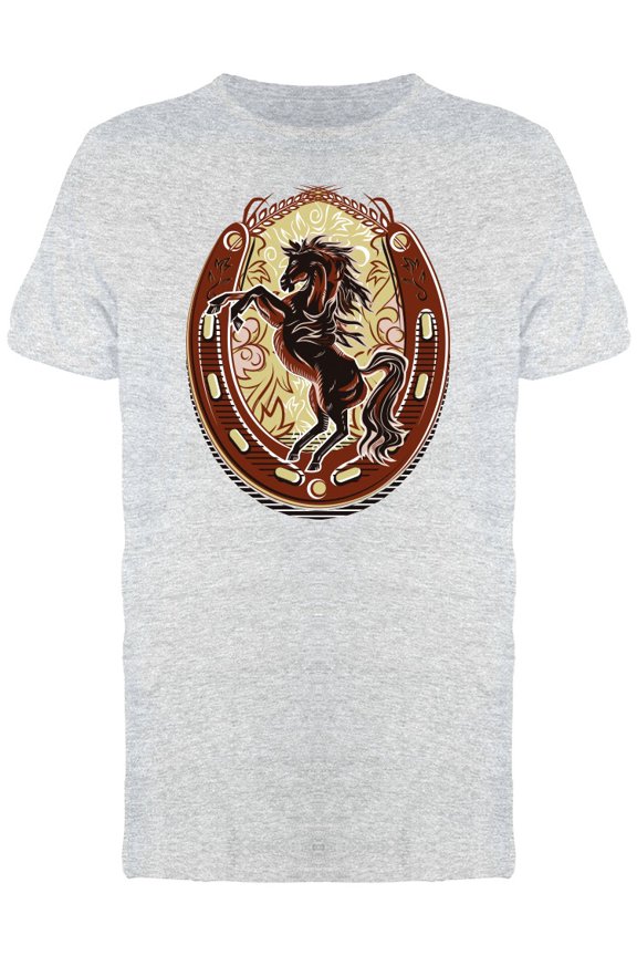 Mens Graphic Tee - Wild Horse Western Doodle - Regular Fit 100% Cotton