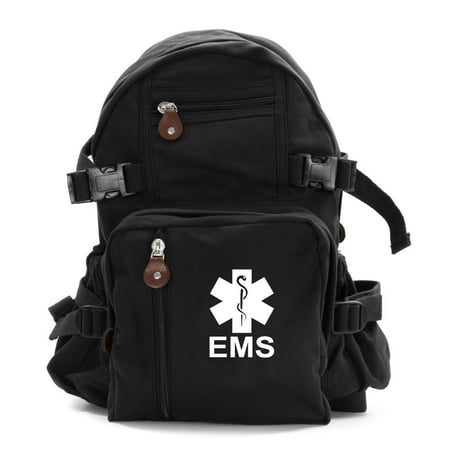 EMS Emergency Medical Services Army Sport Heavyweight Canvas Backpack (Best Backpack For Medical School)