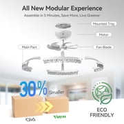 Ceiling Fans with Lights and Remote, 20 Low Profile Ceiling Fans, 3000-6000K Dimmable Modern Flush Mount LED Fan Light, Fandelier Ceiling Fan for Bedroom, Kitchen, Living Room, White