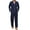 Navy Blue-Long, variant on Mens Breathable Jersey Cotton Pajama Set - Button Down Soft Long Sleeve Sleepwear with Side Pockets, Relaxed Fit (Navy Blue,S)