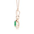 thumbnail image 2 of ANGARA Natural Pear-Shaped Emerald and pave Diamond Halo Pendant in 14K Rose Gold for Women (Size-8x6mm) | May Birthstone, Birthday, Anniversary, Jewelry Gift for Women | Natural Emerald Necklace, 2 of 7