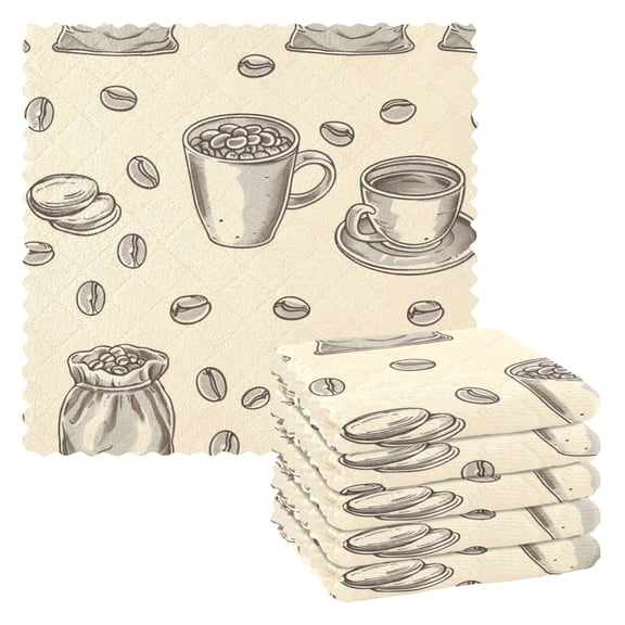 6 Pieces of Kitchen Towels 11x11Inch Kitchen Dish Cloths Kitchen Dish Towels Reuseable Cleaning Cloths Coffee Cup