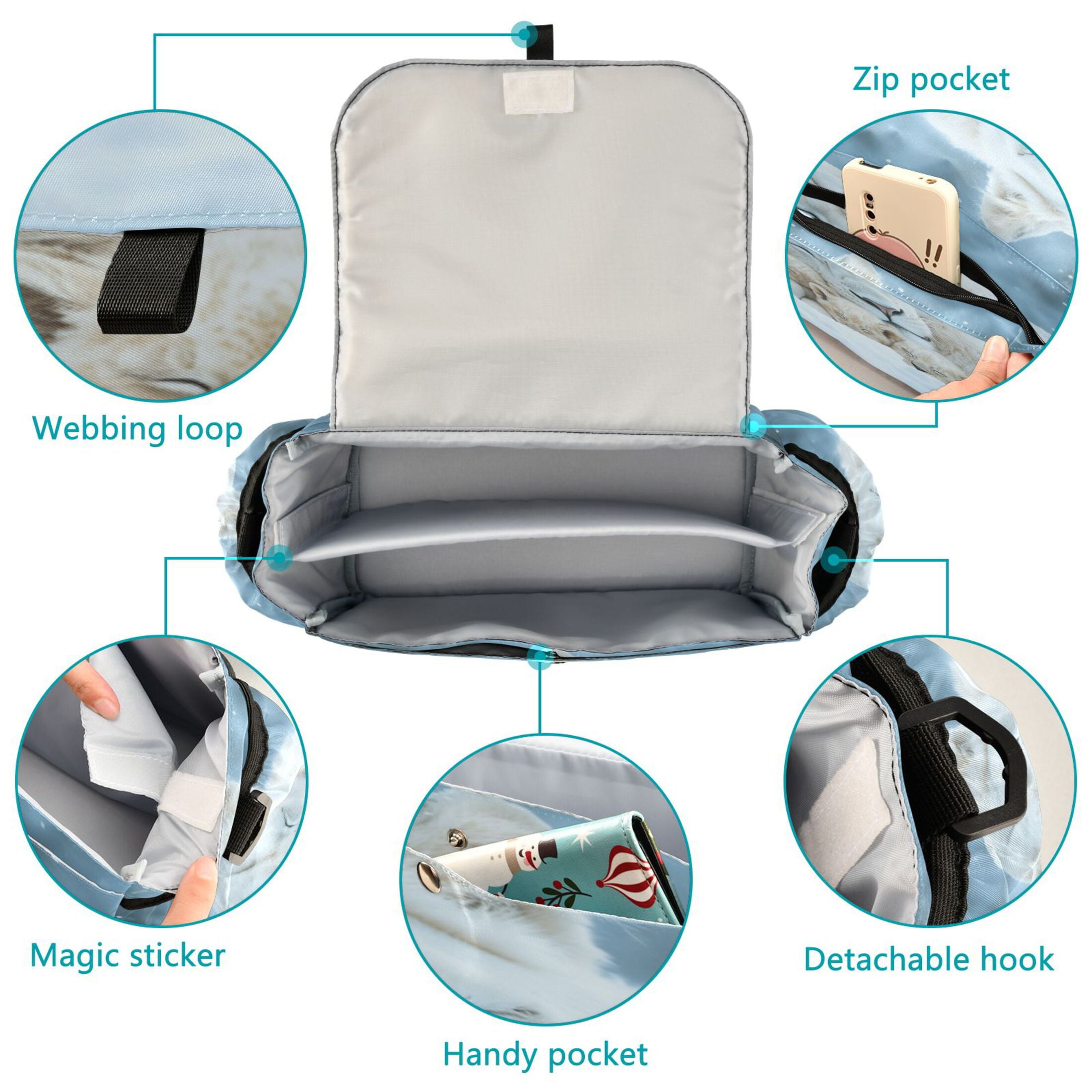 DIXRUYEE Stroller Organizer Cozy Snowy Familycozy Snowy Family Printed