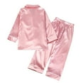 thumbnail image 3 of Little Boys little Girls Button Down Pajamas Kids Solid Long Sleeve Top Long Pant Sleepwear 3-10T, 3 of 10