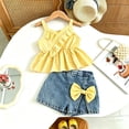 thumbnail image 5 of Agkizg Kids Girls Clothing Set Solid 2 Piece Outfit Camisole Top Denim Skort with Bow Set, 5 of 7
