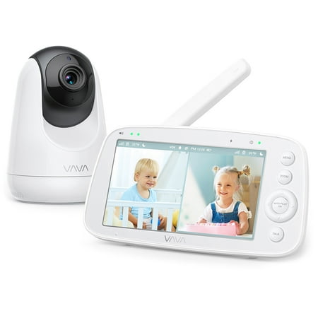 VAVA Baby Monitor,with 5" 720P Video Baby Monitor,Indoor Security Camera with Pan-Tilt-Zoom Camera TwoWay Communication, White