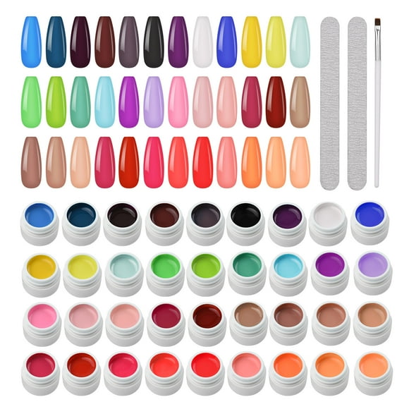 Yeacher 36 Colors Gel Nail Polish Set 36 x 8ML UV Gel Nail Art Pigment Extension Gel Builder Polish Soak-off Gel with Nail Brush Nail File