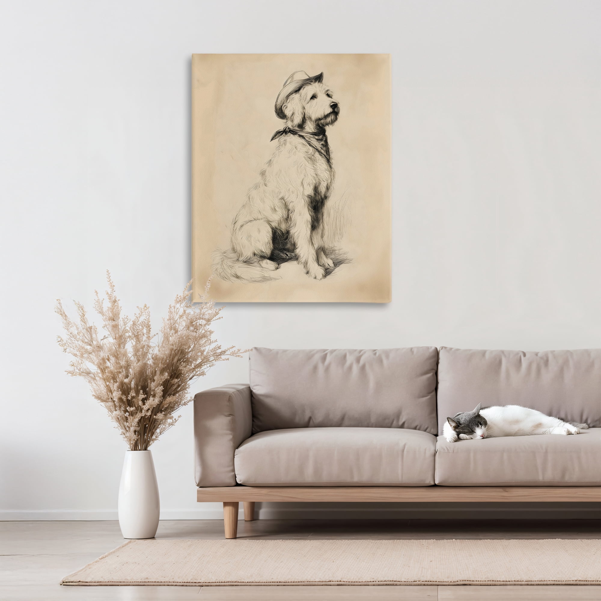 Stupell Industries Cowboy Goldendoodle Sketch Canvas Wall Art, design by Arlington Prints