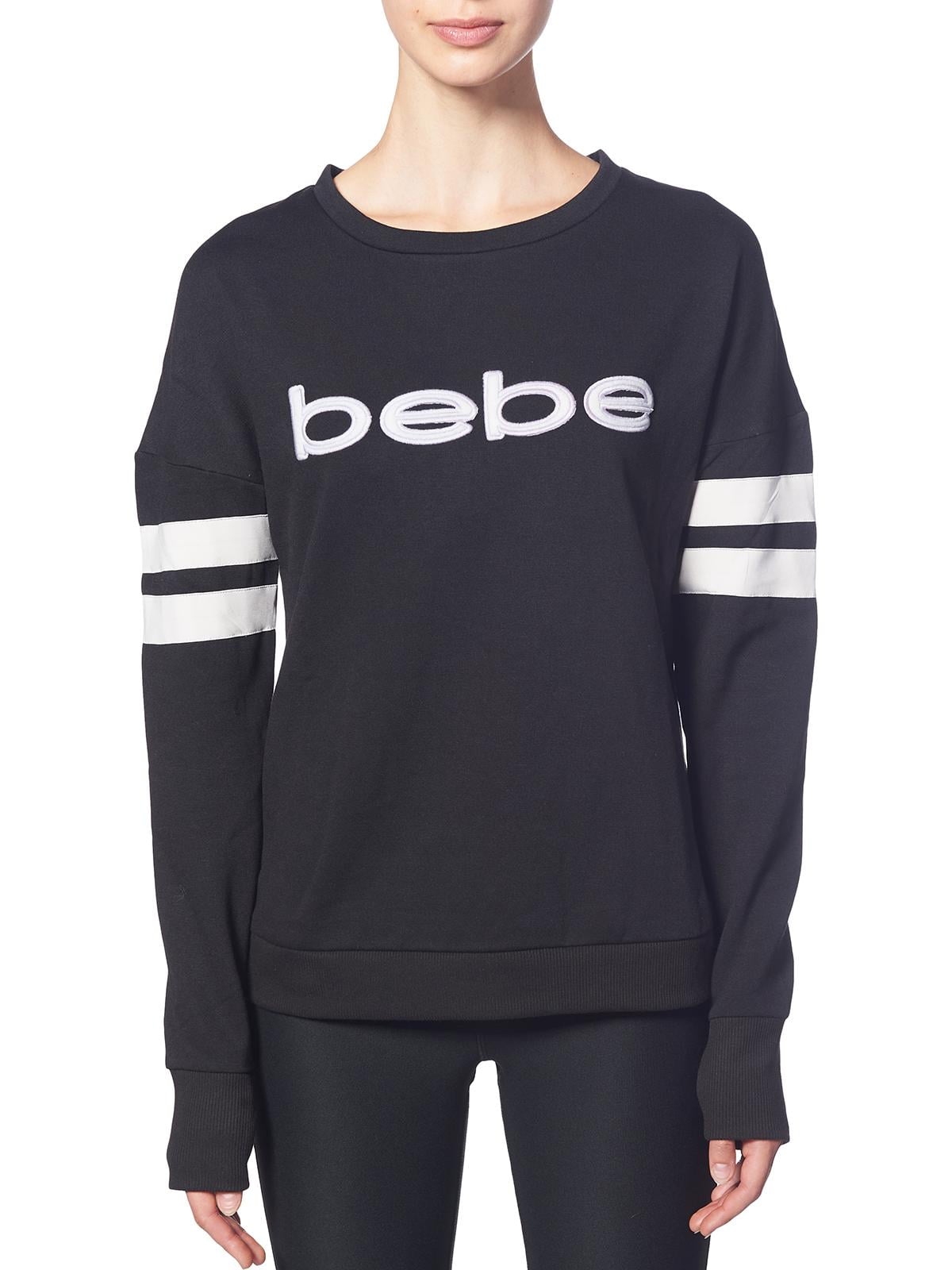 Bebe Bebe Sport Womens Fleece Lined Striped Sweatshirt Black M Walmart Com Walmart Com