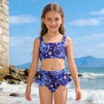 thumbnail image 2 of MuXiKeJi Clothes Girls Swimsuit 2 Piece Tankini Criss Cross Ruched Print Girls Bathing Suit 7-16 Years, 2 of 8