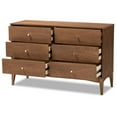 thumbnail image 3 of Baxton Studio Landis Mid-Century Modern Ash Walnut Finished Wood 6-Drawer Dresser, 3 of 11