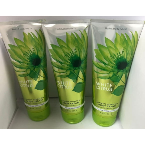 Lot de 3 Bath & Body Works Crème pour le Corps Ultra Shea Hydratation 24 Heures Agrumes Blancs 8 oz / 226 g