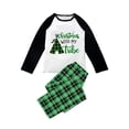 thumbnail image 5 of Family Matching Christmas Pajamas, Letter Print Long-Sleeved Tops + Plaid Trousers Sleepwear Outfits, 5 of 6