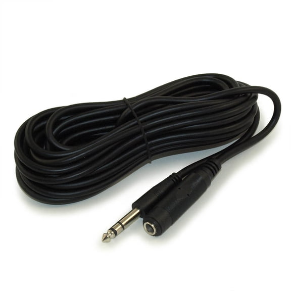 25ft 1/4" Stereo EXTENSION Cable, Male to Female, 28AWG, Nickel Plated